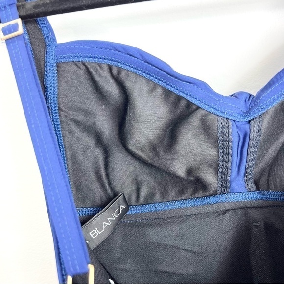 La Blanca blue ruched one piece swimsuit bathing suit 8 - Picture 6 of 11